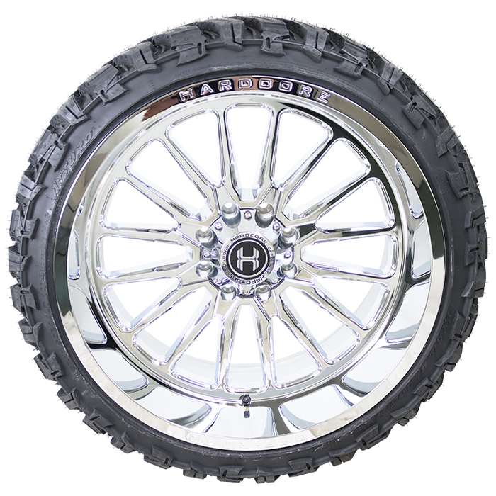 24x12 Hardcore Offroad HC24 Chrome 33x13.50R24 Atturo Tires Trail Blade MTS