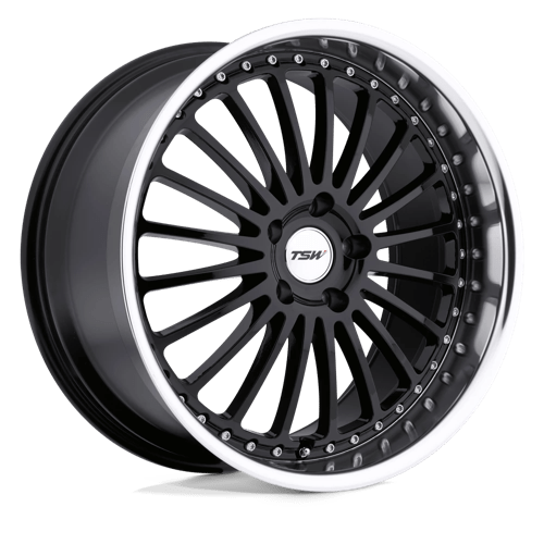 TSW Wheels Silverstone Gloss Black with Mirror Cut Lip 18x8 20mm Offset 5x114.3 (5x4.5)