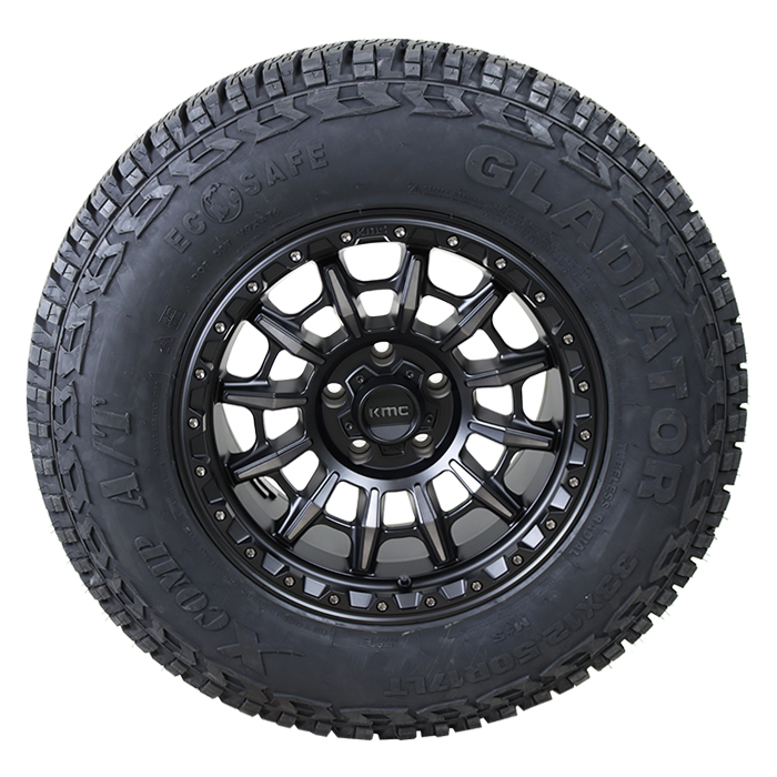 KMC KM547 Carnage Satin Black Gray Tint Gladiator Xcomp A/T