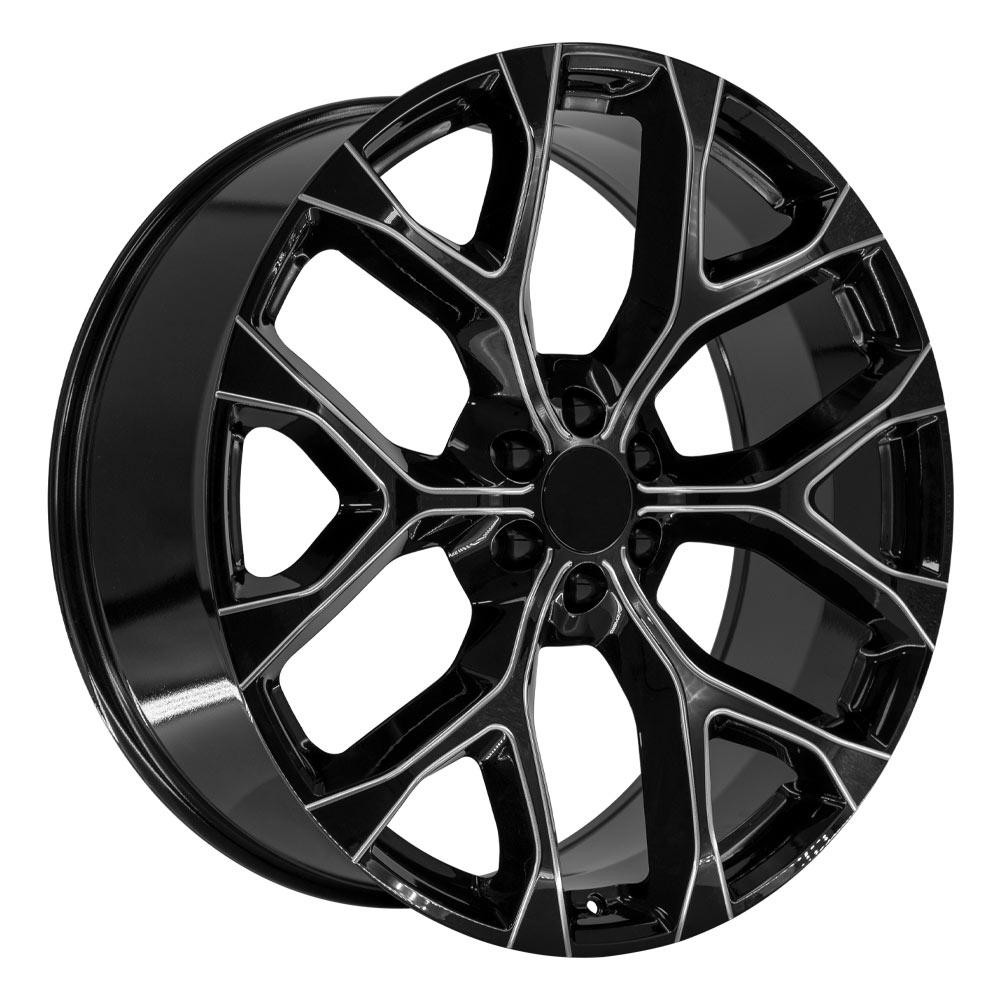 OE Wheels CV98B Chevy Silverado Black with Milled Edge 26x10 24mm Offset 6x139.7 (6x5.5)