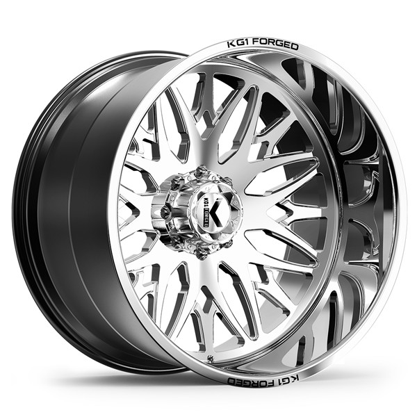 KG1 Forged Wheels Trident KF039 Polished 24x10 -25.5mm Offset 8x165.1 (8x6.5)