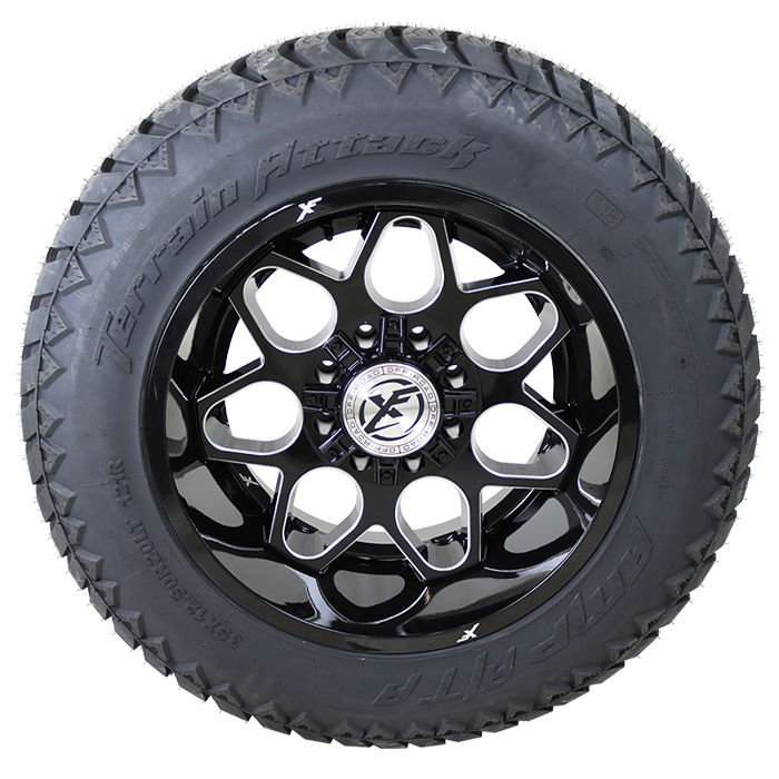 XF Offroad XF233 Gloss Black Milled AMP Terrain Attack A/T