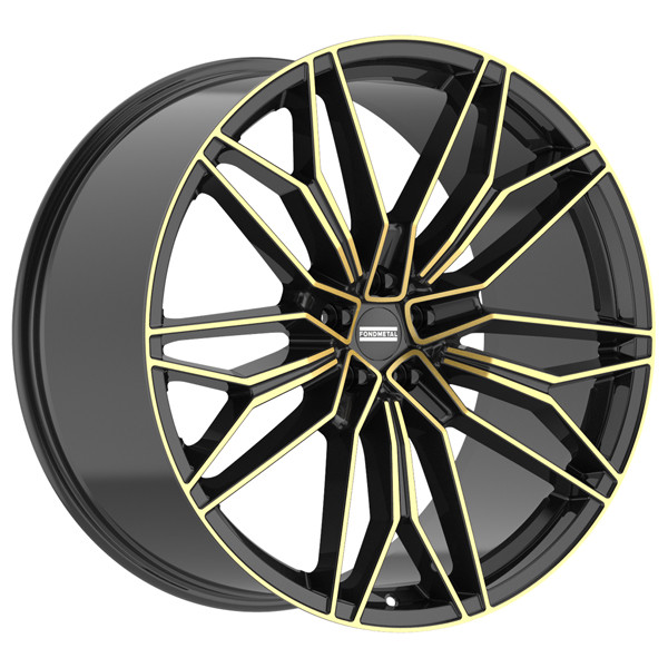 Fondmetal Wheels STC-23 Black Clearcoat Glossy Gold Machined 23x10 28mm Offset 5x130