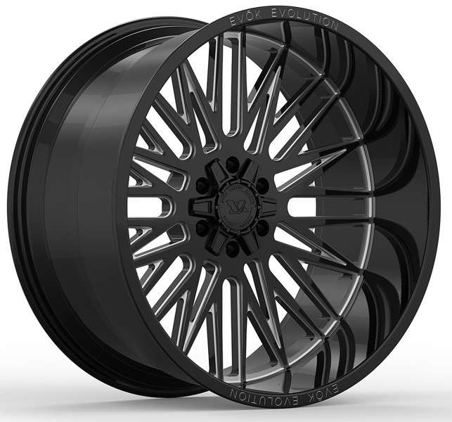 Evok Wheels EV503 Gloss Black Milled Spokes 22x12 -44mm Offset 5x127 (5x5),5x139.7 (5x5.5)