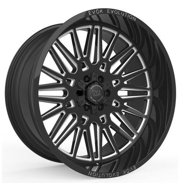 Evok Wheels EV502 Gloss Black Milled Spokes 24x12 -44mm Offset 8x180