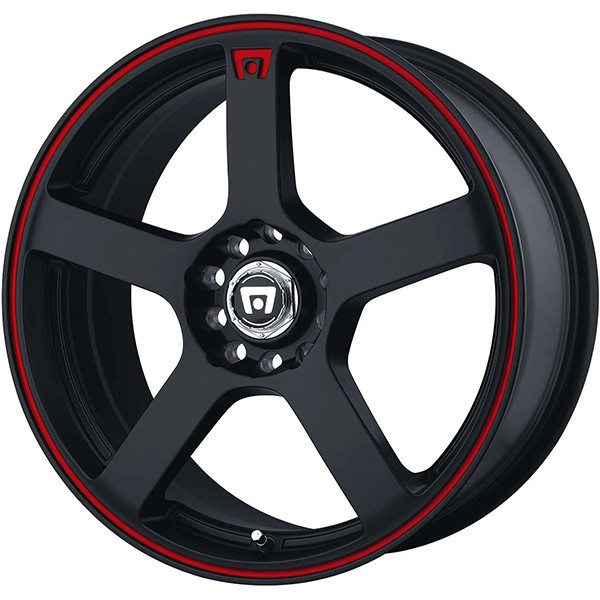 Motegi Wheels FS5 MR116 Matte Black Red Racing Stripe 18x8 35mm Offset 5x114.3 (5x4.5),5x120