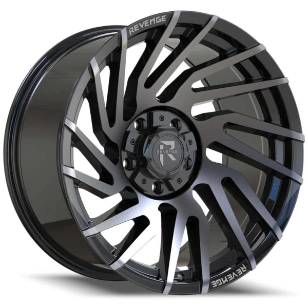 Revenge Offroad Wheels RV-207 Gloss Black with Titanium Face 20x10 -19mm Offset 8x180