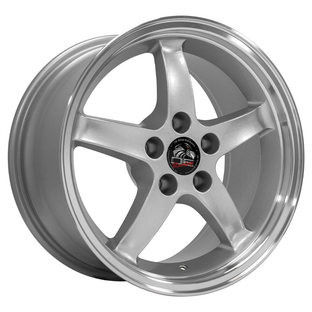 OE Wheels FR04 Ford Mustang Cobra Silver with Machined Lip 17x9 24mm Offset 5x114.3 (5x4.5)
