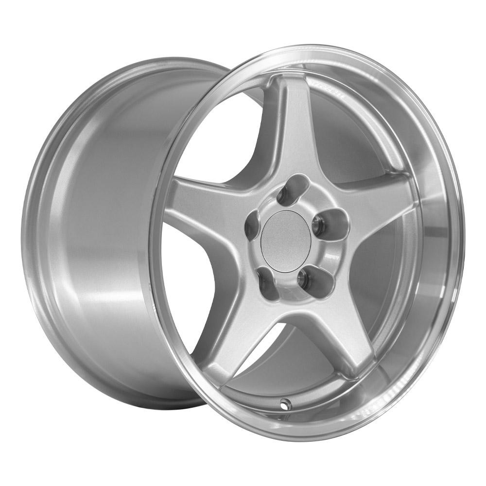 OE Wheels CV01 Chevrolet Corvette ZR1 Silver with Machined Lip 17x11 50mm Offset 5x120.7 (5x4.75)