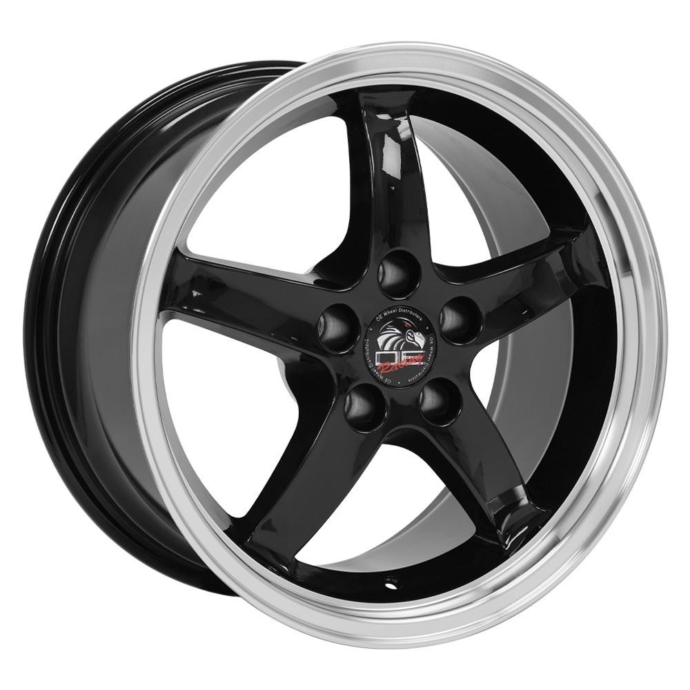 OE Wheels FR04 Ford Mustang Cobra Black with Machined Lip 17x9 24mm Offset 5x114.3 (5x4.5)