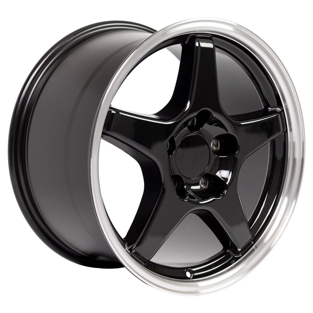 OE Wheels CV01 Chevrolet Corvette ZR1 Black with Machined Lip 17x9.5 56mm Offset 5x120.7 (5x4.75)