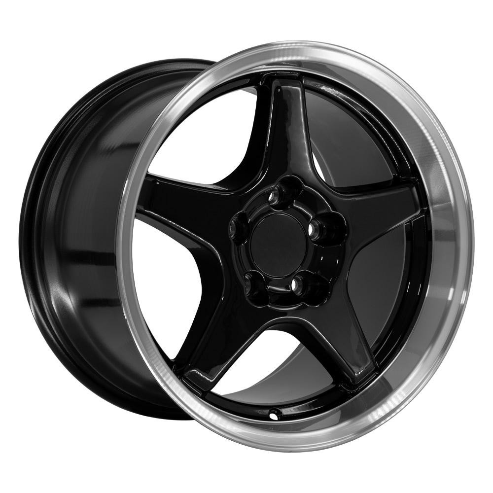 OE Wheels CV01 Chevrolet Corvette ZR1 Black with Machined Lip 17x11 50mm Offset 5x120.7 (5x4.75)