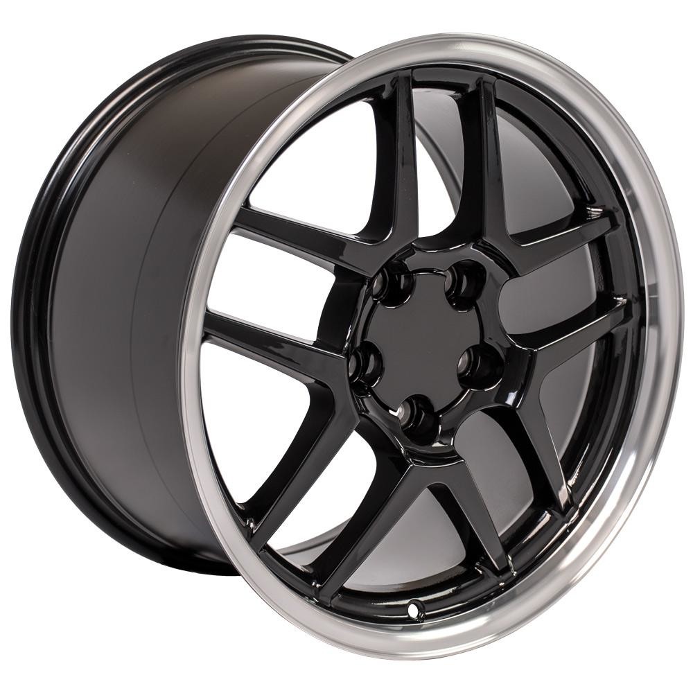 OE Wheels CV04 Chevrolet Corvette C5 Z06 Black with Machined Lip 18x10.5 56mm Offset 5x120.7 (5x4.75)