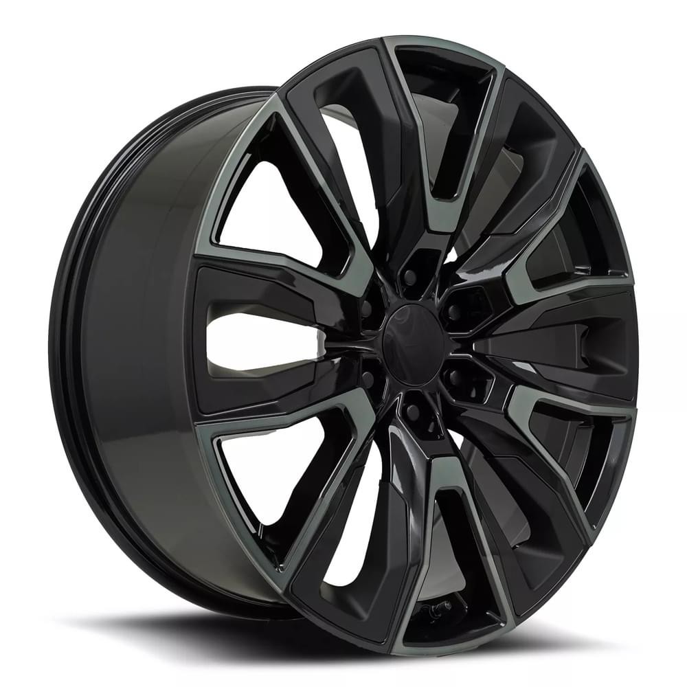 Factory Reproductions Wheels FR 207 Gloss Black Machine Face 22x9 28mm Offset 6x139.7 (6x5.5)