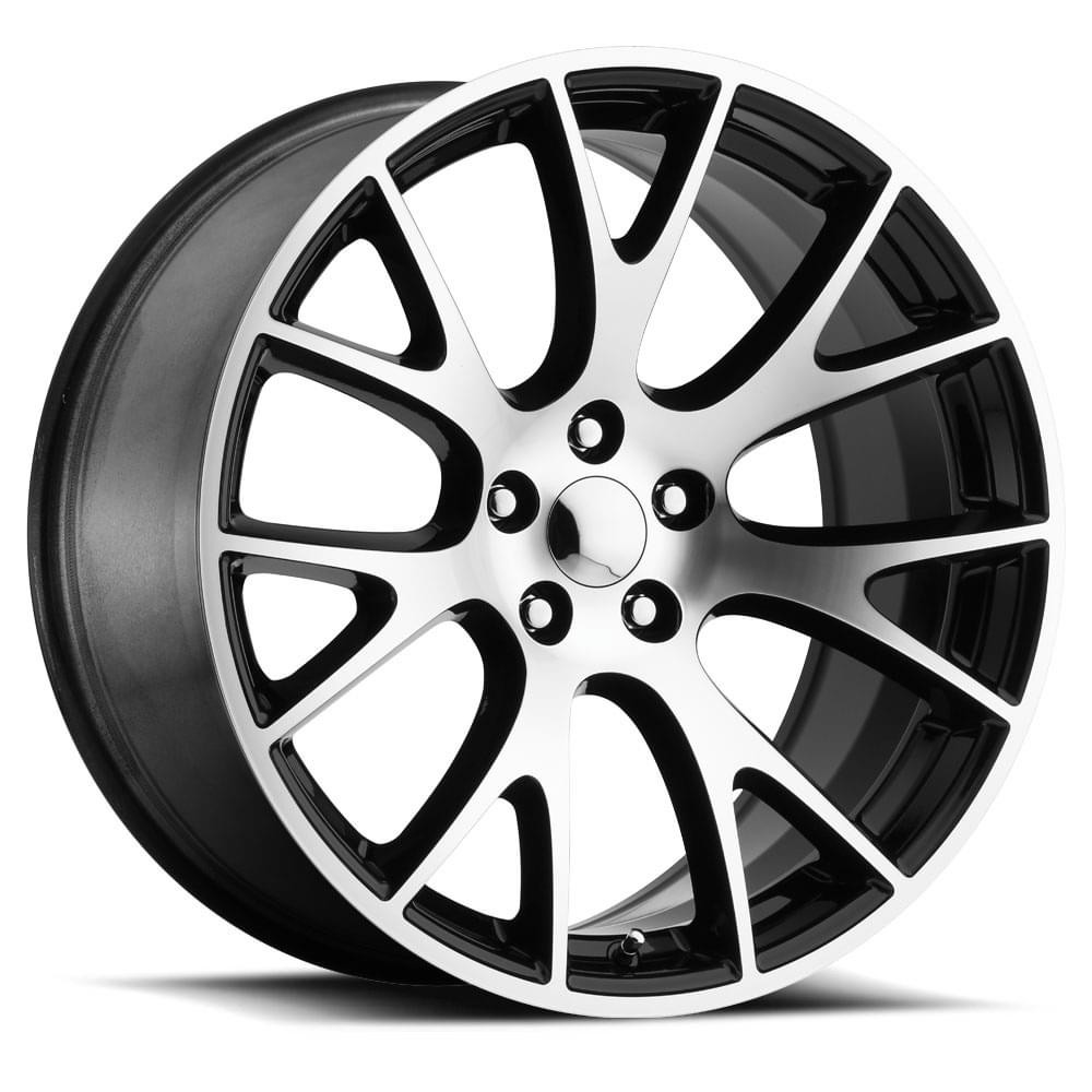 Factory Reproductions Wheels FR 70 Gloss Black Machine Face 20x9.5 15mm Offset 5x115