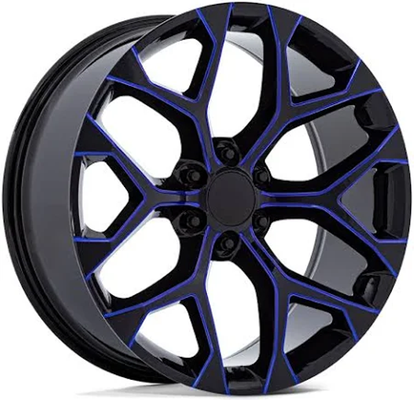 Performance Replicas Wheels PR176 Gloss Black Machined Blue 24x10 24mm Offset 6x139.7 (6x5.5)