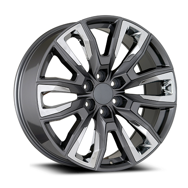 OE Concepts Wheels 22-23 GMC Sierra Denali G30 Gray with Chrome Inserts 22x9 28mm Offset 6x139.7 (6x5.5)