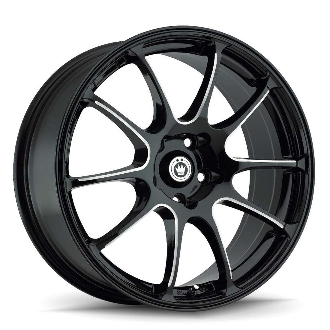 Konig Wheels Illusion 24B Gloss Black With Ball Cut Machined Spoke Accents 17x7 40mm Offset 4x100