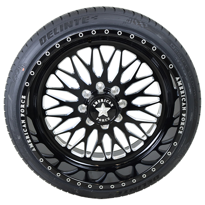 24x12 American Force N09 Black/Milled 305/35R24 Delinte DS8 UHP Wheel and Tire Package