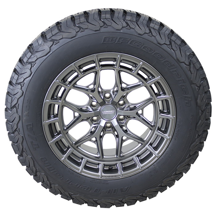20x9 Vossen Wheels HFX-1 Gray-Silver 35x12.50R20 BF Goodrich Tires T/A KO2 A/T Wheel and Tire Package