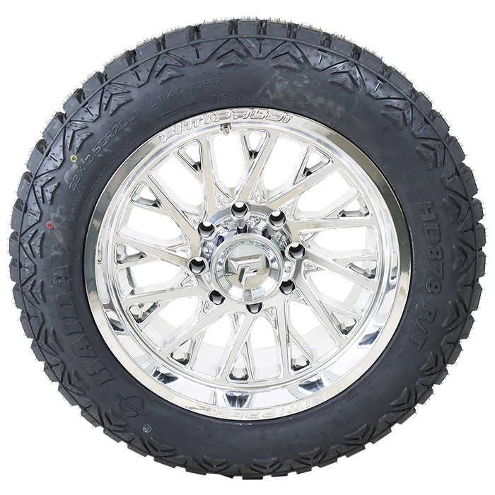 20x9 Fittipaldi FA08MC Chrome 35x12.50R20 Haida Tires HD878 Rugged Terrain R/T Wheel and Tire Package