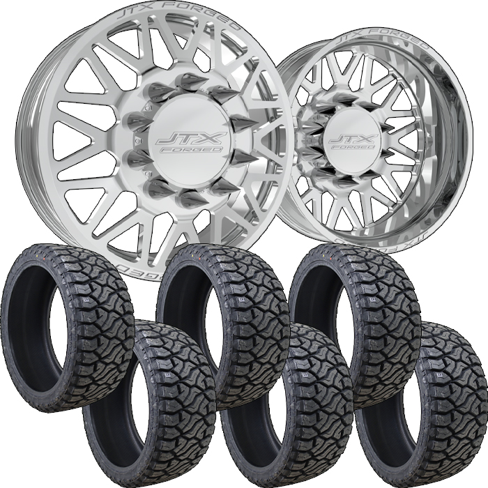 24x8.25 JTX Combat Dually Wheel and tire package 35x12.50R24 Venom Power RT+ Tires