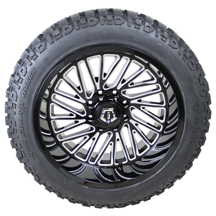 20x10 TIS 553BM Black/Milled 35x12.50R20 Haida Tires HD869