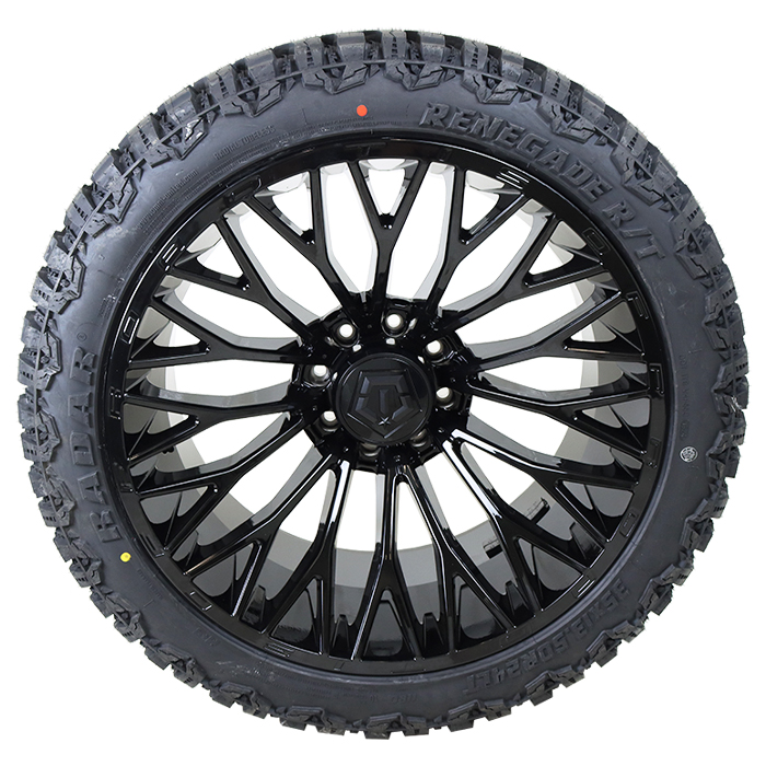 24x12 TIS 566B All Black 33x12.50R24 Radar Tires Renegade R/T Wheel and Tire Package