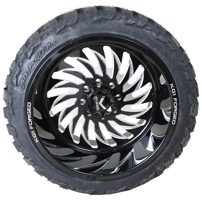 KG1 Forged KF017 Hurricane Gloss Black Milled AMP Terrain Attack M/T