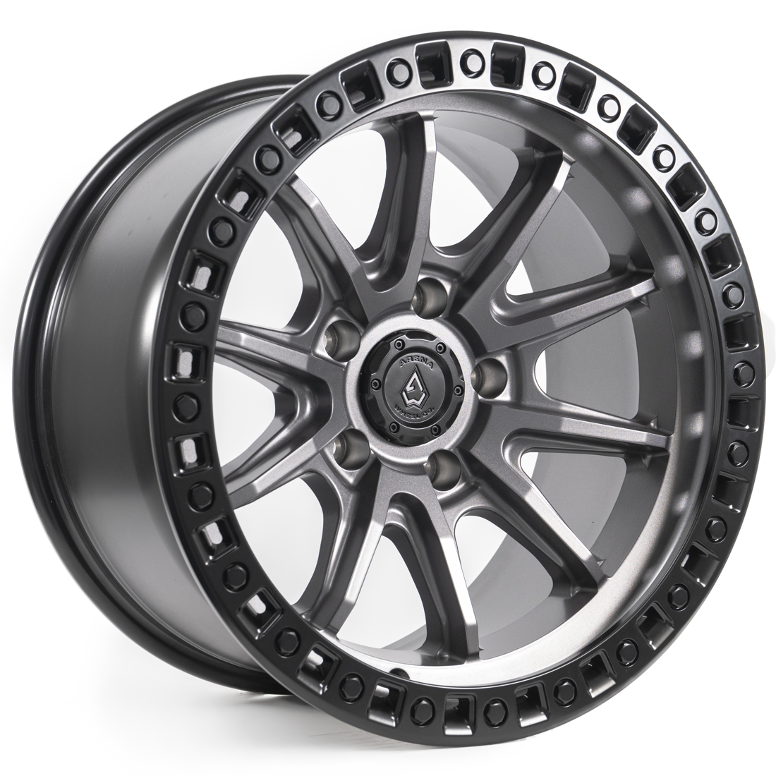 Arena Wheel Co Wheels Mission A103 Satin Gunmetal Center Satin Black Lip 17x9 -12mm Offset 6x139.7 (6x5.5)