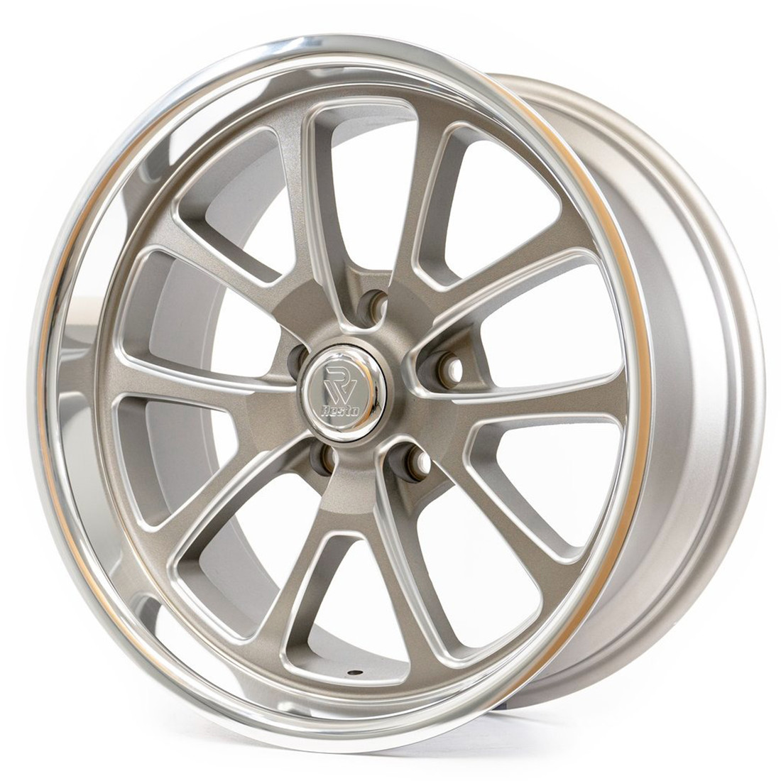 Resto Vintage Wheels Laguna R101 Gunmetal Center Milled Window Diamond Cut Lip 22x10.5 1mm Offset 5x127 (5x5)