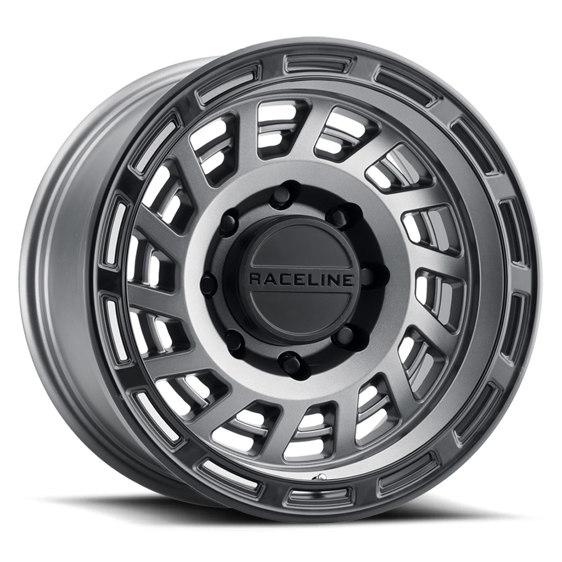 Raceline Wheels Halo 957GB Satin Gunmetal with Black Ring 18x9 18mm Offset 5x150