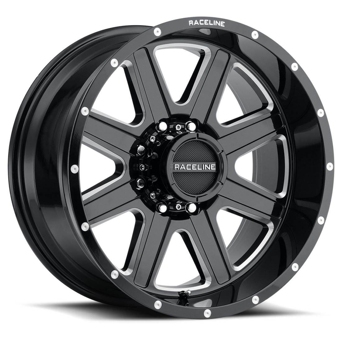 Raceline Wheels Hostage 940M Gloss Black & Milled 20x12 -44mm Offset 8x170