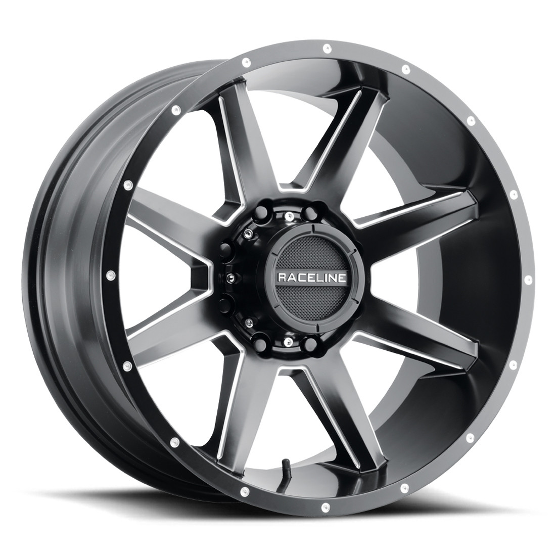 Raceline Wheels Stryker 954M Satin Black Milled 17x8.5 0mm Offset 8x165.1 (8x6.5)