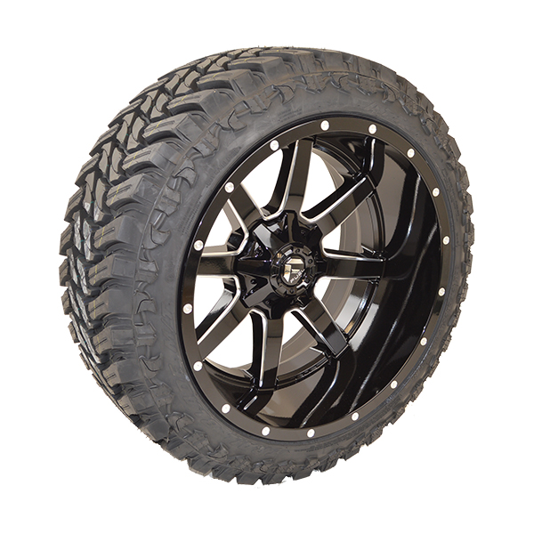 22x12 Fuel Offroad D610 Black Milled 33x12.50R22 Atturo Tires Trail Blade M/T Wheel and Tire Package