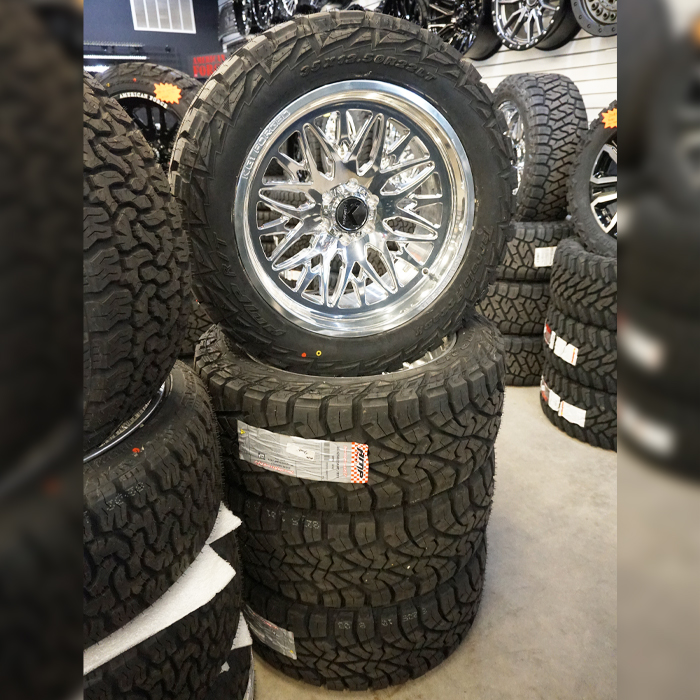 KG1 Forged KC014 Trident 22x10 -24mm  6x139.7 AMP Terrain Attack RT 35x12.50R22 F Wheel and Tire Package