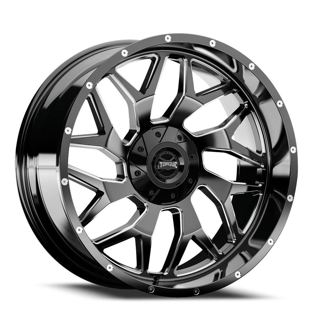 Torque Wheels Vortex TW427C Gloss Black Milled 20x9 -12mm Offset 6x135,6x139.7 (6x5.5)