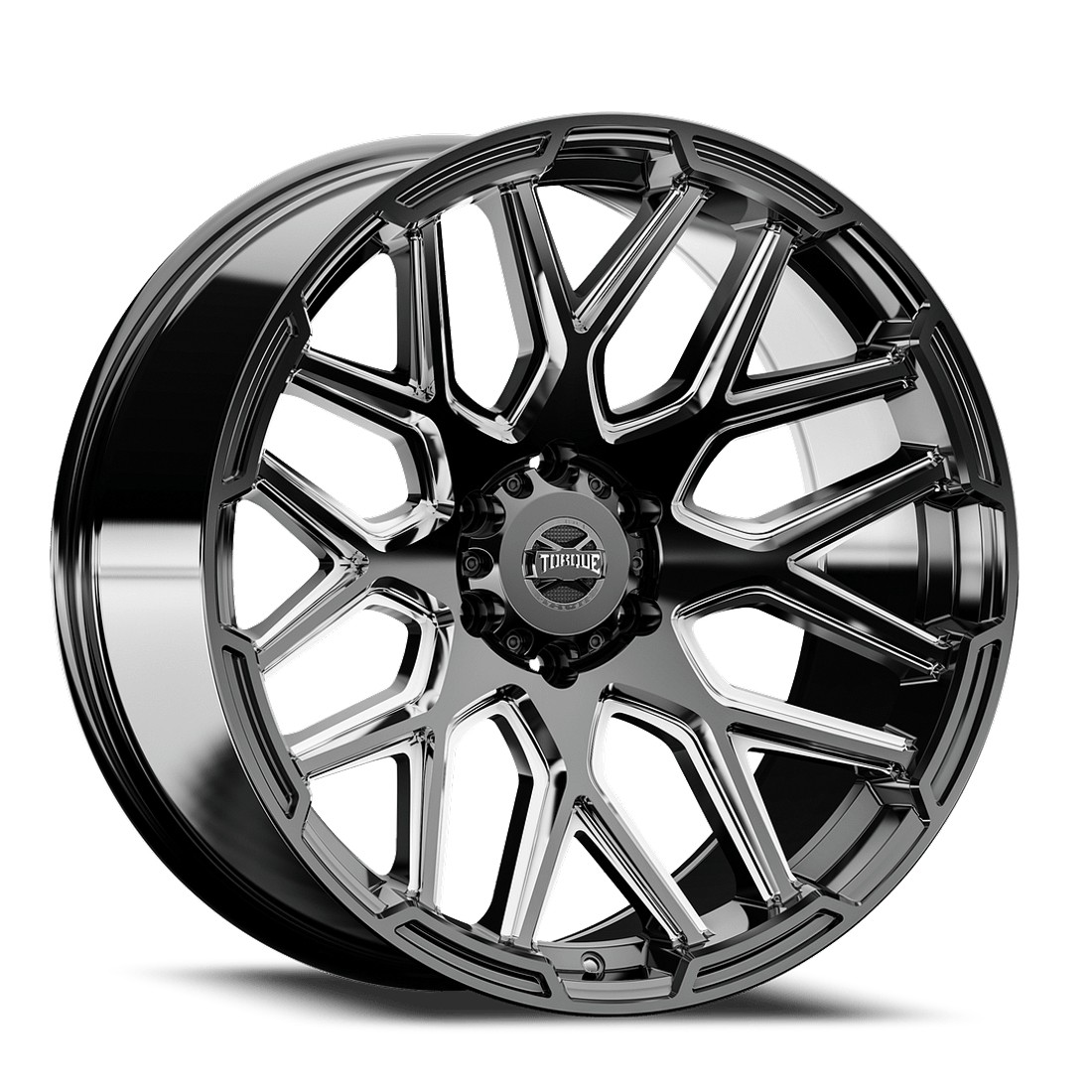 Torque Wheels Elite TW409C Gloss Black Milled 22x10 -18mm Offset 6x139.7 (6x5.5)