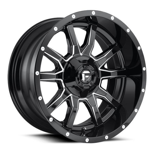 Fuel Offroad Wheels Vandal D627 Gloss Black Milled 20x10 -18mm Offset 5x114.3 (5x4.5),5x127 (5x5)