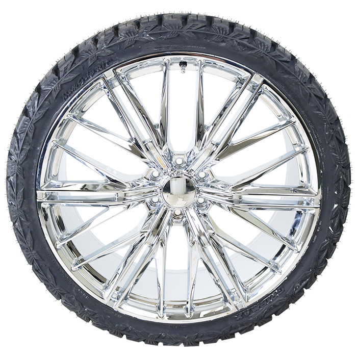 26x10 Performance Replicas PR227 Chrome 35x12.50R26 Gripmax Tires MaxGrip R/T+ Wheel and Tire Package