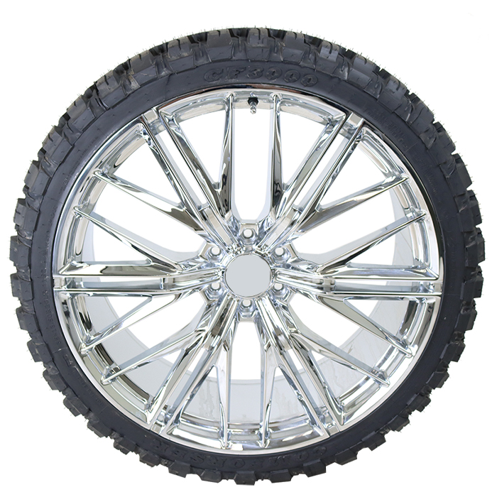 26x10 Performance Replicas PR227 Chrome 35x13.50R26 Comforser Tires CF3000 M/T Wheel and Tire Package