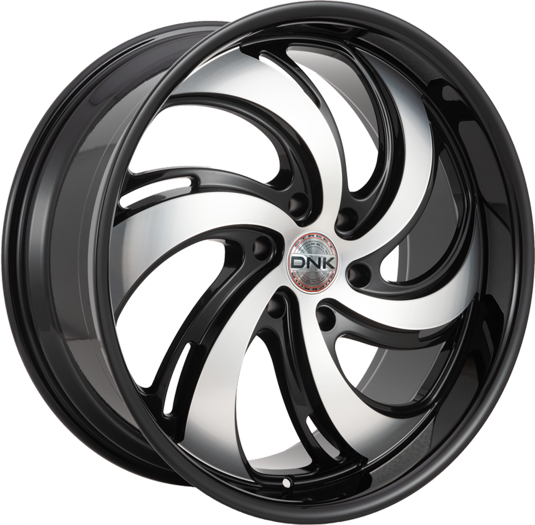 DNK Street Wheels 702 Gloss Black Milled SS Lip 22x9.5 25mm Offset 6x139.7 (6x5.5)