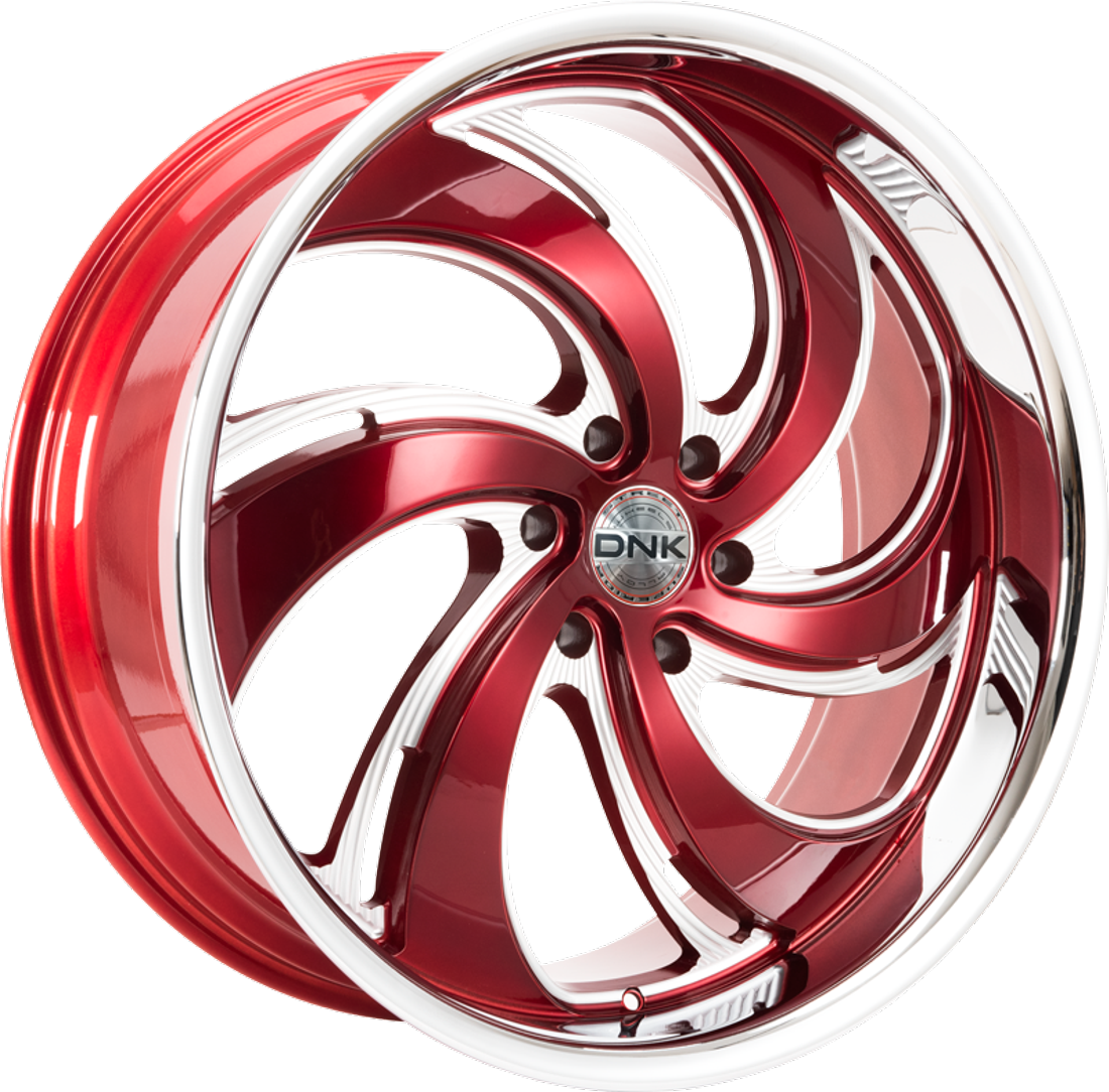 DNK Street Wheels 702 Red Milled SS Lip 24x10 25mm Offset 6x139.7 (6x5.5)