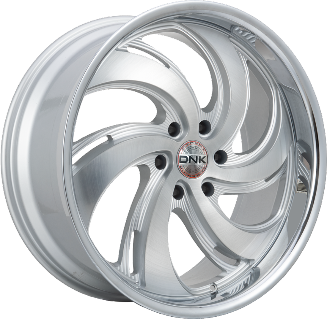 DNK Street Wheels 702 Brushed Face Silver SS Lip 22x9 35mm Offset 5x108