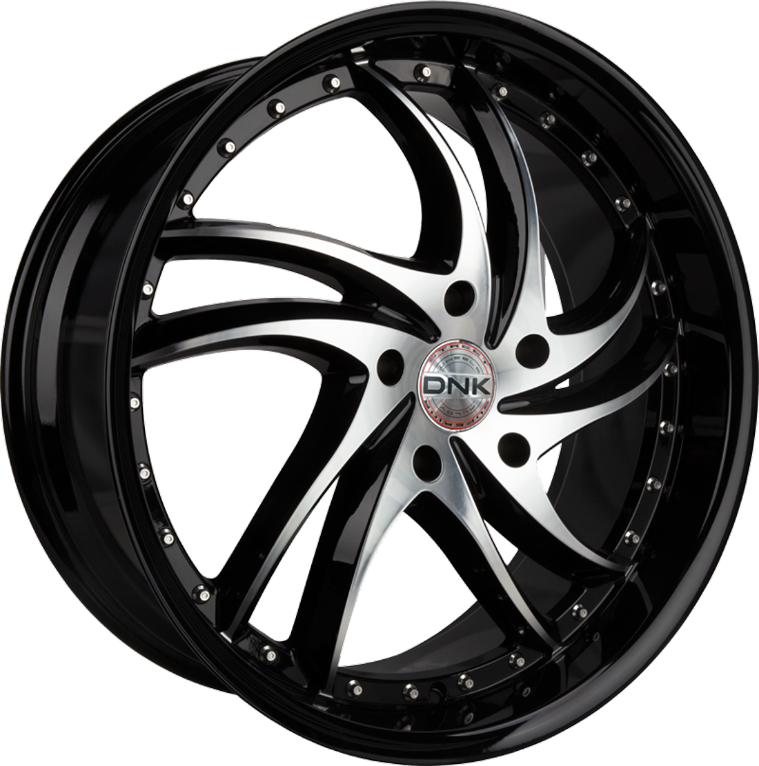 DNK Street Wheels 704 Gloss Black Machined 22x9.5 25mm Offset 6x139.7 (6x5.5)