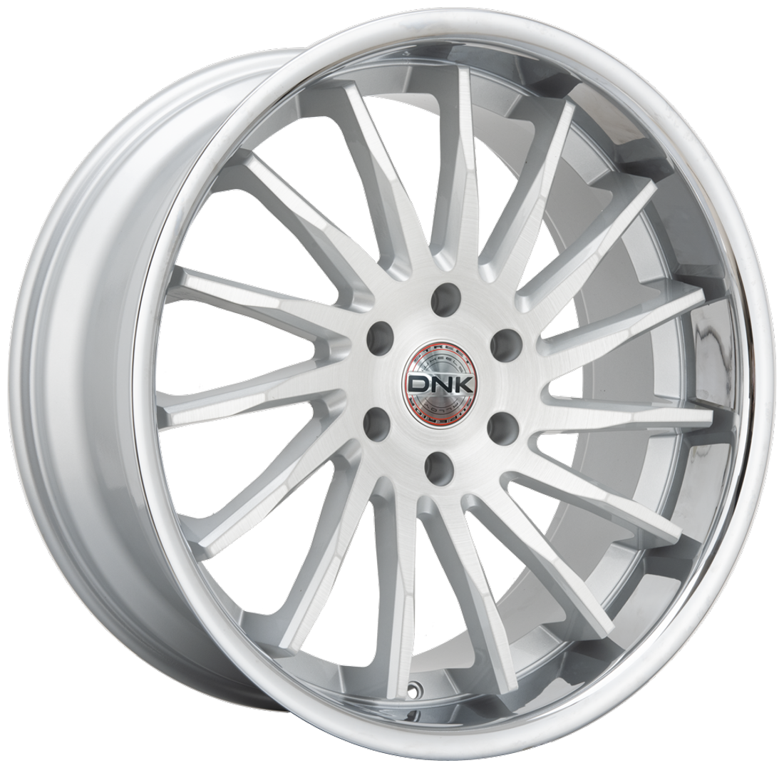 DNK Street Wheels 707 Brushed Face Silver SS Lip 22x9.5 20mm Offset 6x139.7 (6x5.5)