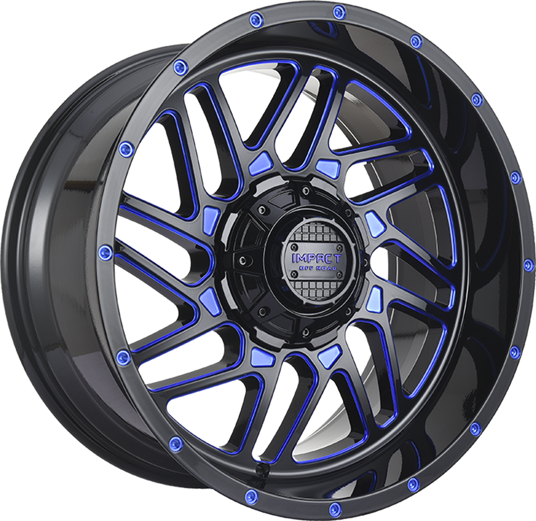 Impact Offroad Wheels 808 Gloss Black Candy Blue Milled 22x12 -44mm Offset 5x139.7 (5x5.5),5x150