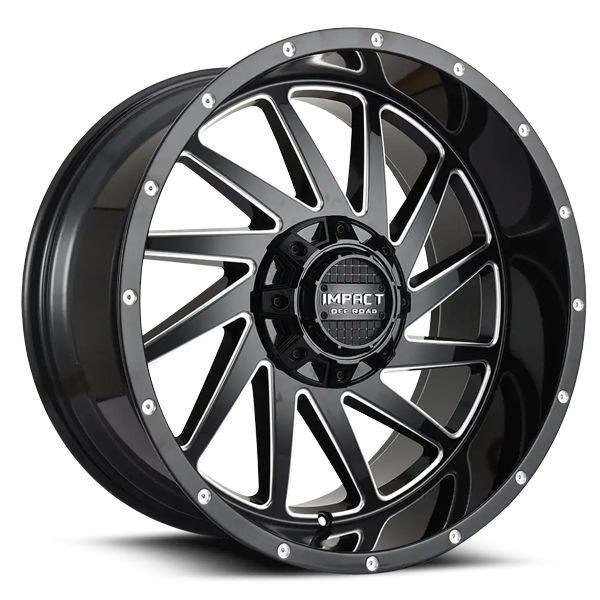 Impact Offroad Wheels 811 Gloss Black Milled 17x9 -12mm Offset 5x127 (5x5),5x139.7 (5x5.5) 2007-2026 Jeep Wrangler / Gladiator