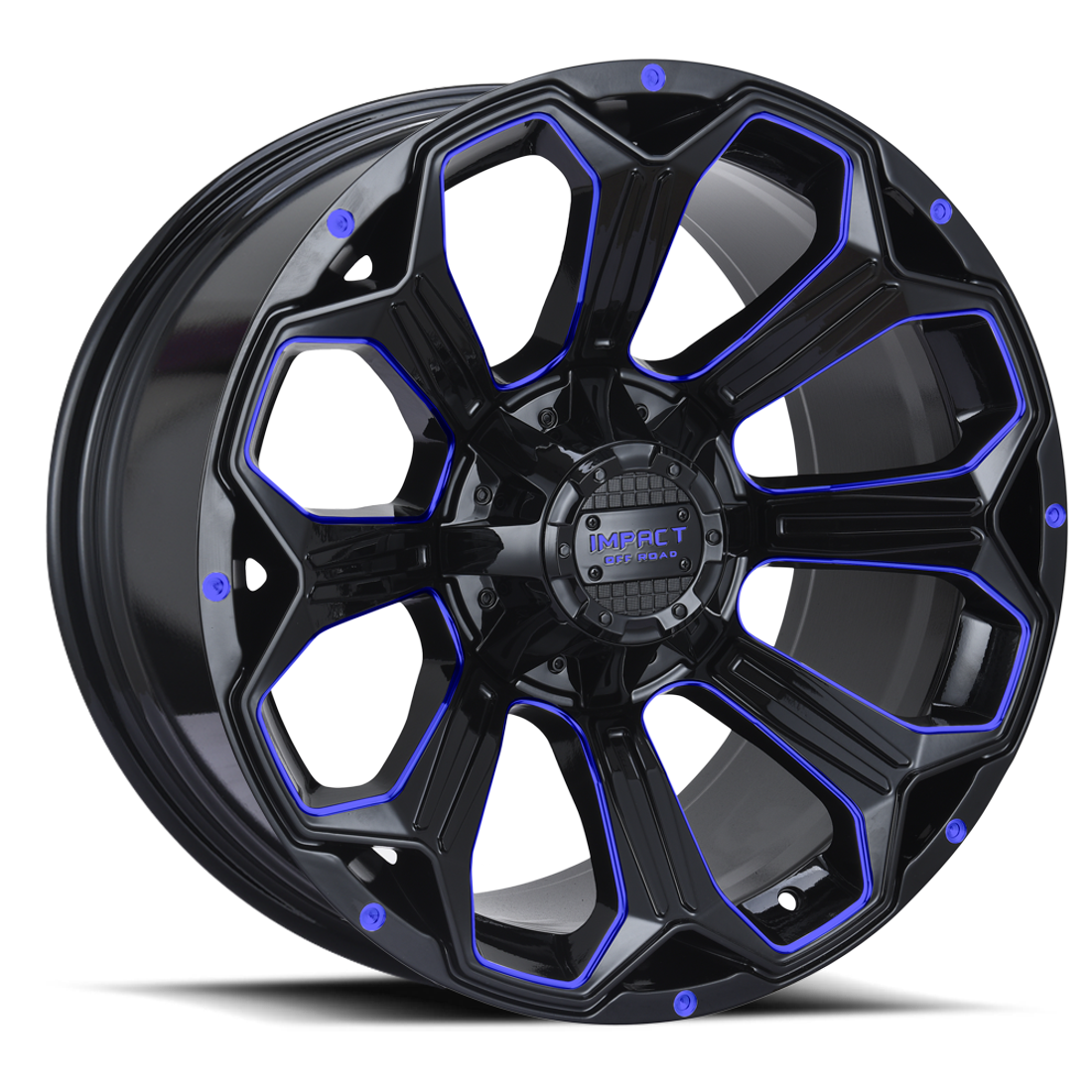 Impact Offroad Wheels 817 Gloss Black Candy Blue Milled 20x10 -12mm Offset 5x114.3 (5x4.5),5x127 (5x5)