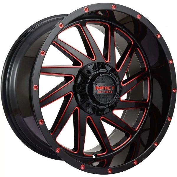 Impact Offroad Wheels 811 Gloss Black Candy Red Milled 17x9 0mm Offset 6x135,6x139.7 (6x5.5)